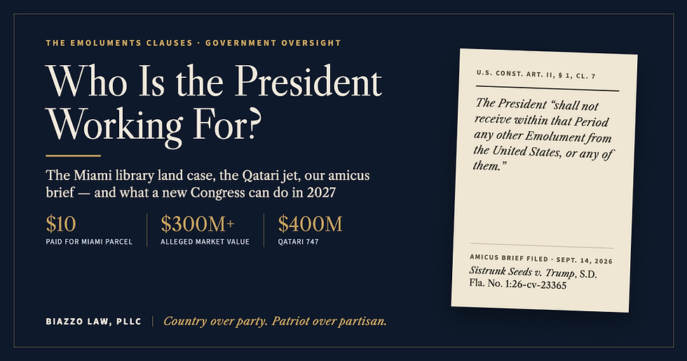 Emoluments Clause, Trump Library & Congress in 2027