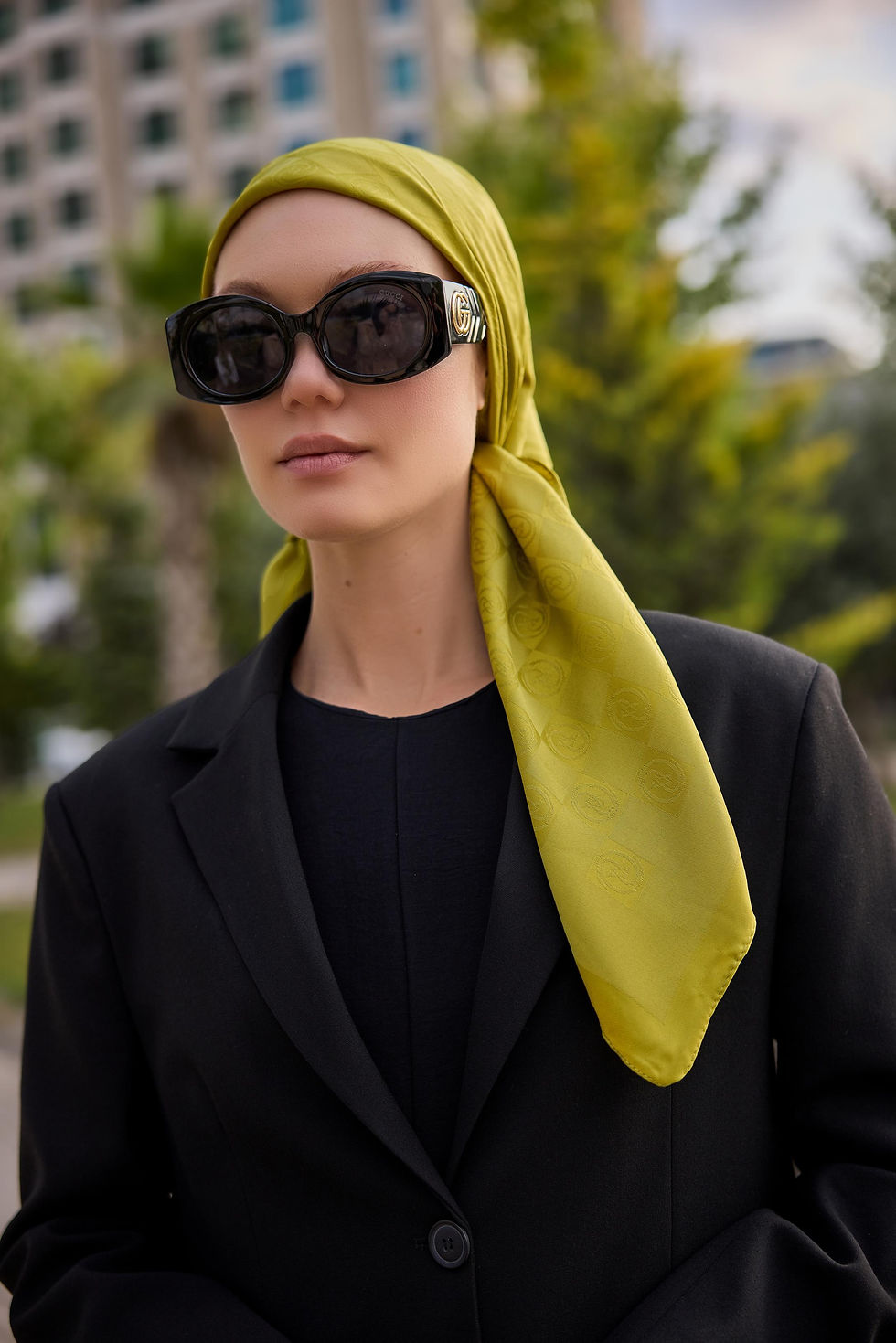 Küçük resim: JAKAR DAMA DESENLİ OLİV EŞARP