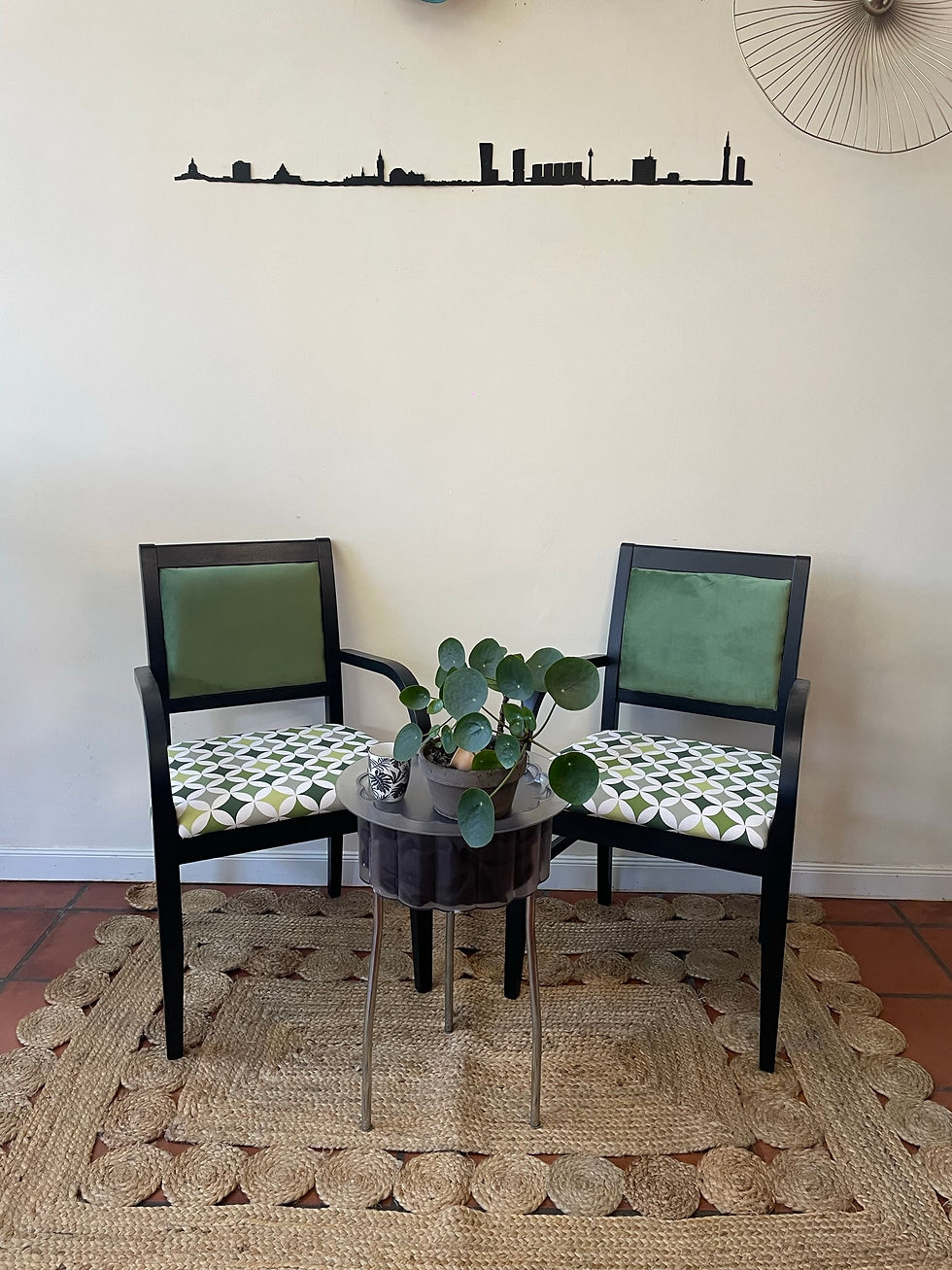 Miniature : Set de 2 Fauteuils Bois Black Vert 70s