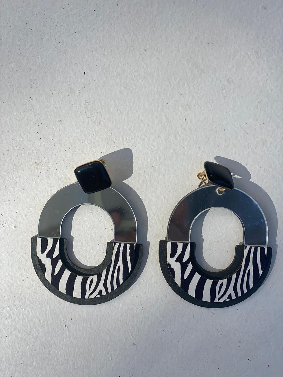 Miniature : Boucles d'oreille Argent Zèbre