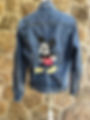 Veste en jean, customisée Mickey Mouse, avant-arrière