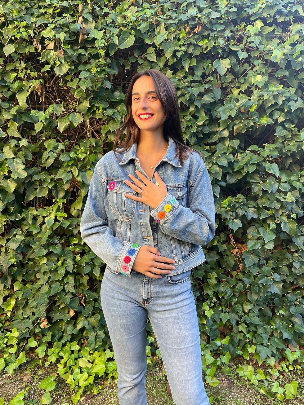 Miniature : Veste en denim avec fleurs au crochet