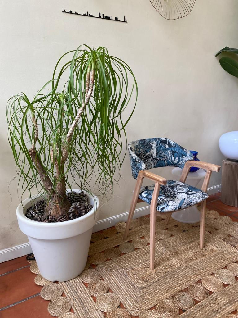 Miniature : Chaise Design bois Léopard Bleu