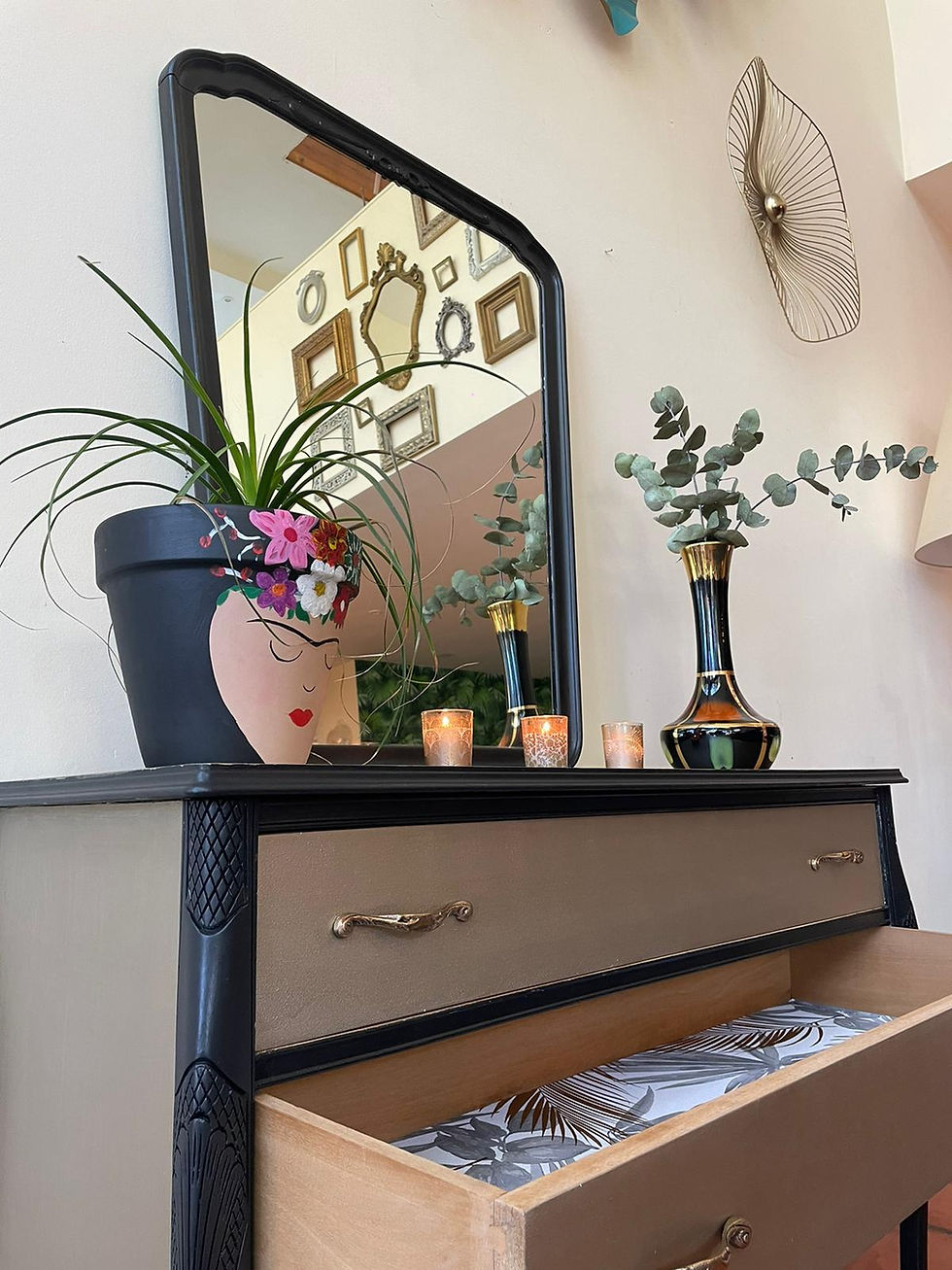 Commode-Miroir classique Champagne