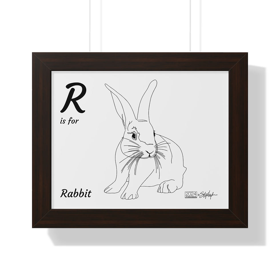 Thumbnail: "R is for Rabbit" Framed Horizontal Educational Poster Kids' Room