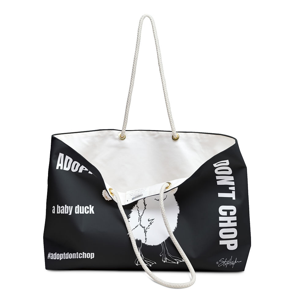 Thumbnail: Adopt Don't Chop a Baby Duck (Duckling) Weekender Tote Bag Dark Mode