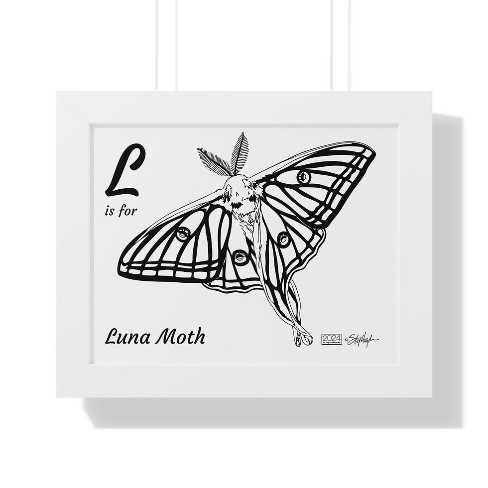 Thumbnail: "L is for Luna Moth" Framed Horizontal Educational Poster