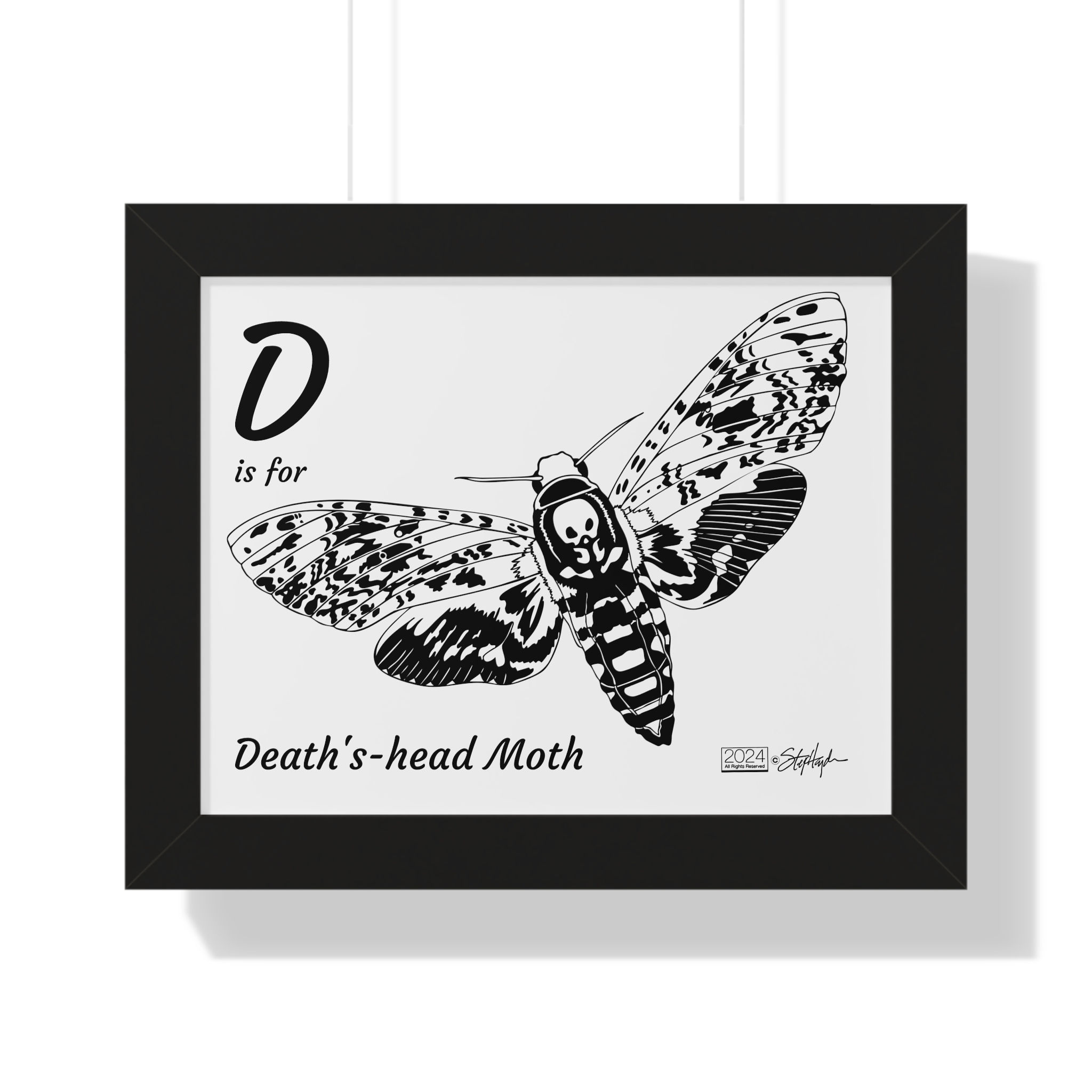 "D is for Death's-head Moth" Framed Horizontal Educational Poster