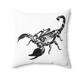 Scorpion Faux Suede Square Throw Pillow White Mode & Art Mode
