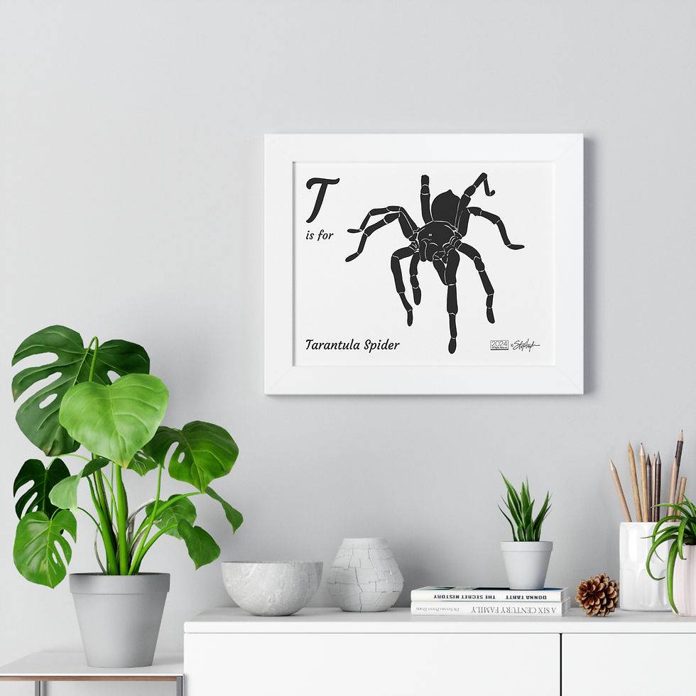 Thumbnail: "T is for Tarantula Spider" Framed Horizontal Educational Poster