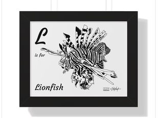 L is for Lionfish, Wall Art for Kids Room, Framed Canvas