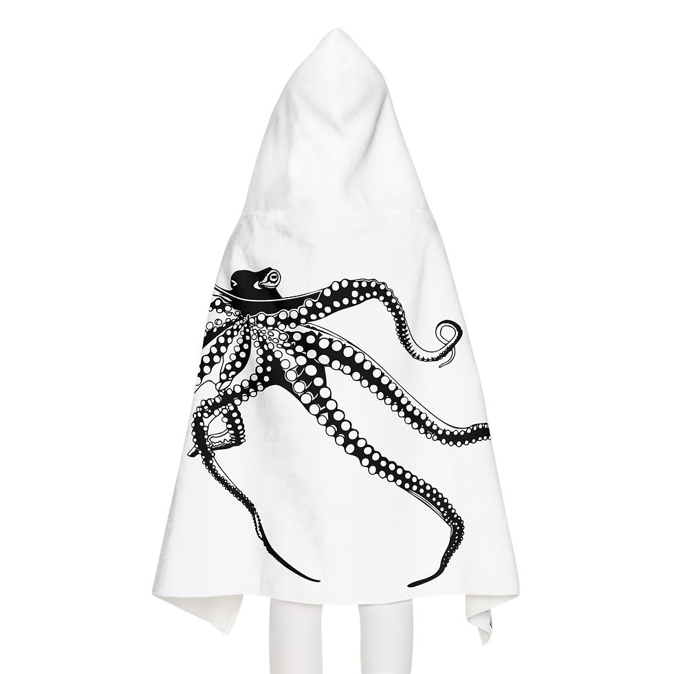 Thumbnail: Octopus Little Cape Hooded Bath Towel White Mode