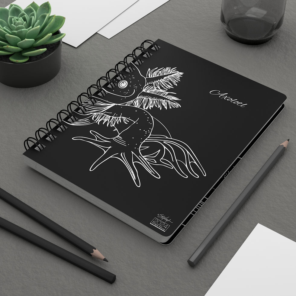 Thumbnail: Axolotl (Ambystoma mexicanum) Spiral Bound Journal Dark Mode