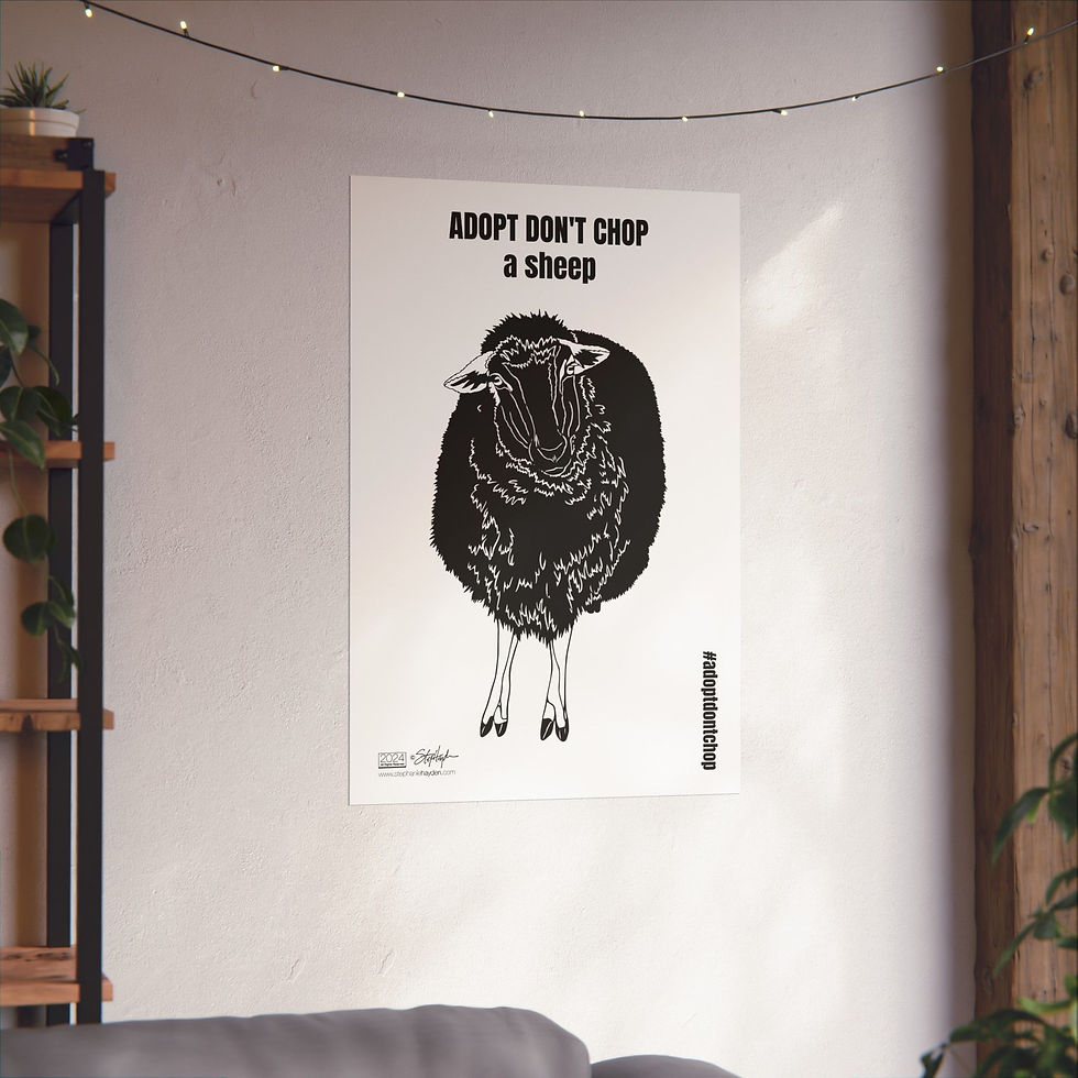 Thumbnail: Adopt Don't Chop a Sheep Poster White Mode | Vertical Wall Art for Animal Lovers