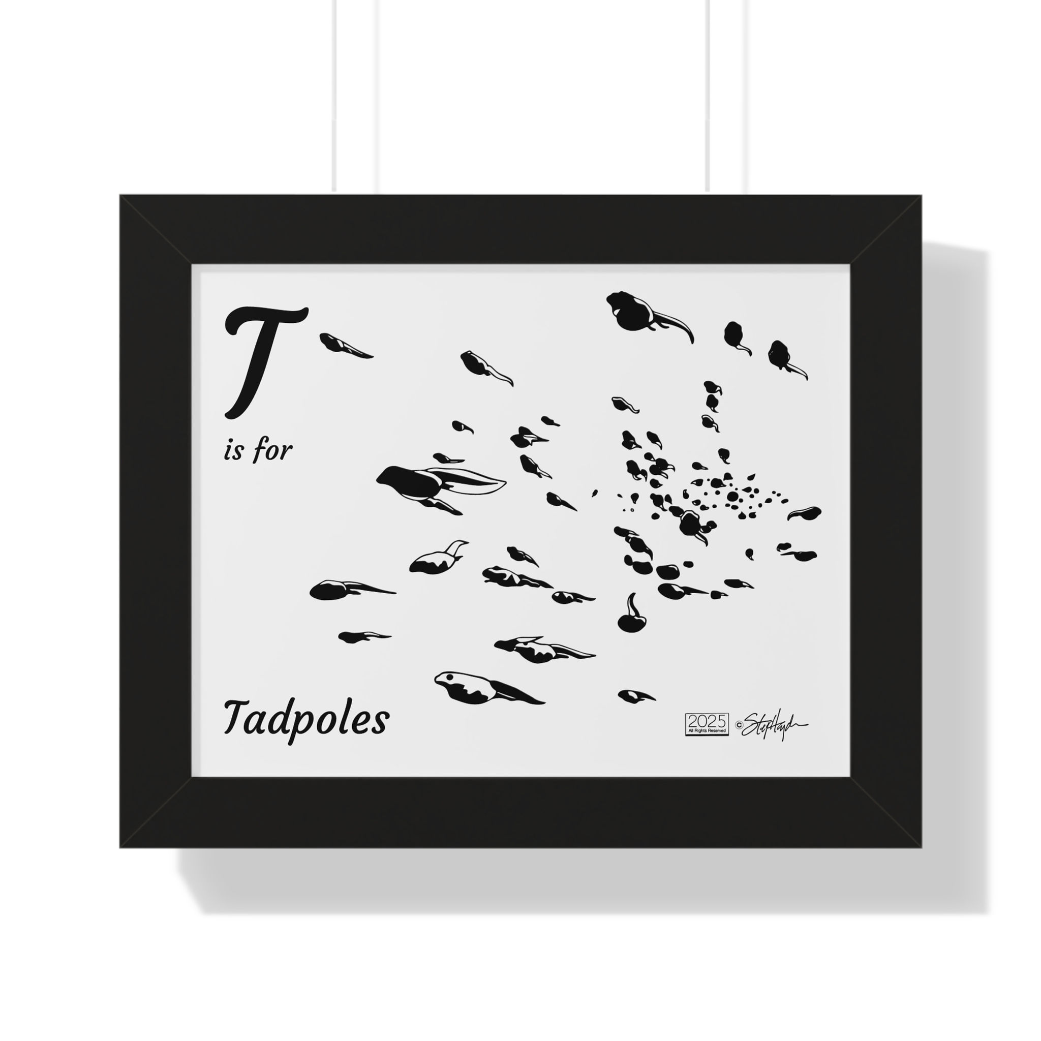 "T is for Tadpoles" Framed Horizontal Educational Poster