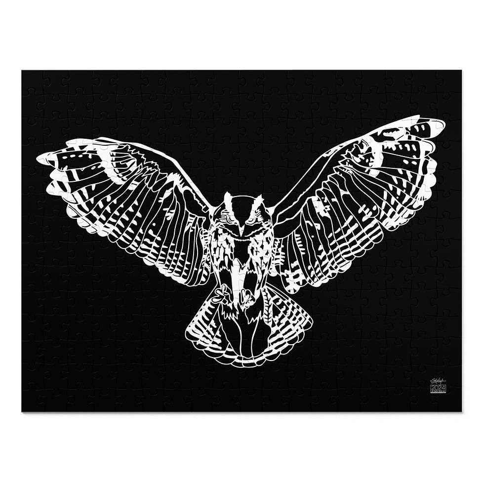 Thumbnail: Gray Owl Jigsaw Puzzle with Tin Dark Mode