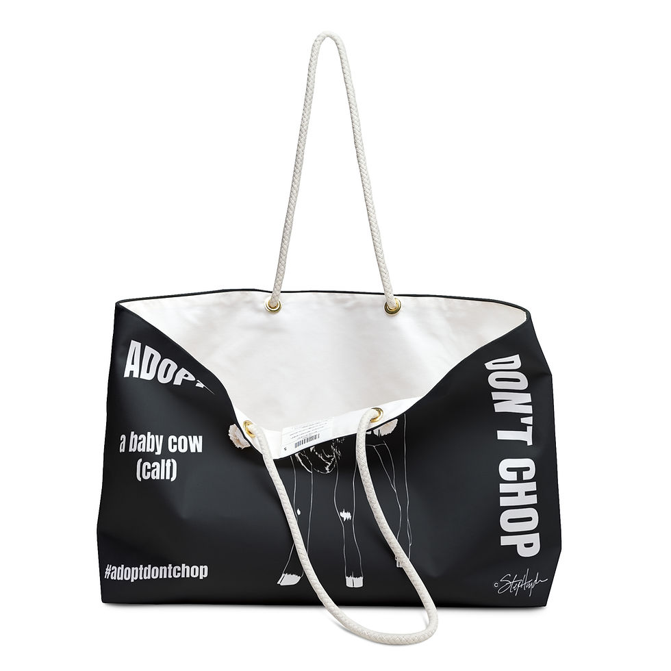 Thumbnail: Adopt Don't Chop a Baby Cow (Calf) Weekender Tote Bag Dark Mode