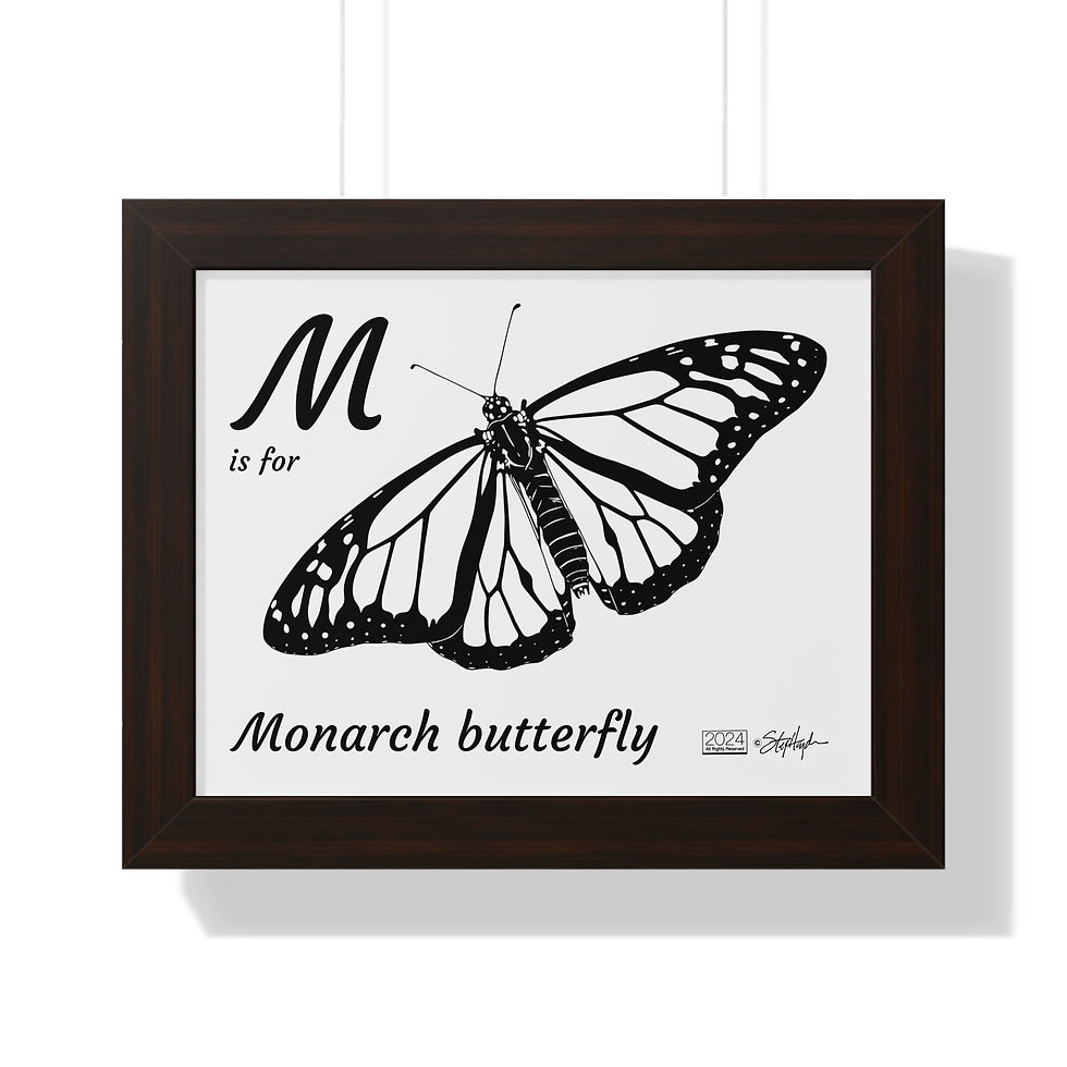 Thumbnail: "M is for Monarch Butterfly" Framed Horizontal Educational Poster for Kids' Room