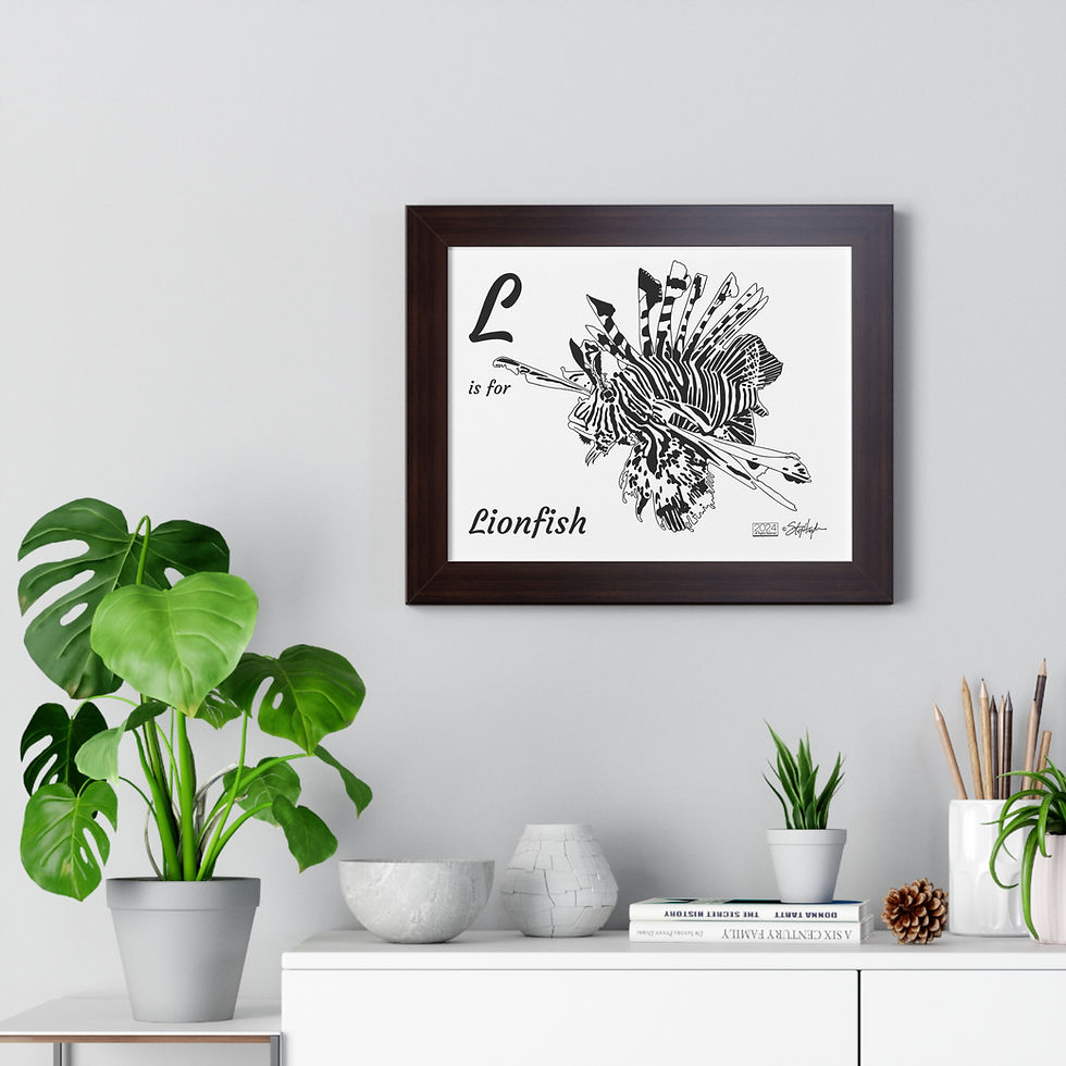 Thumbnail: "L is for Lionfish" a Framed Horizontal Educational Poster for Kids' Room