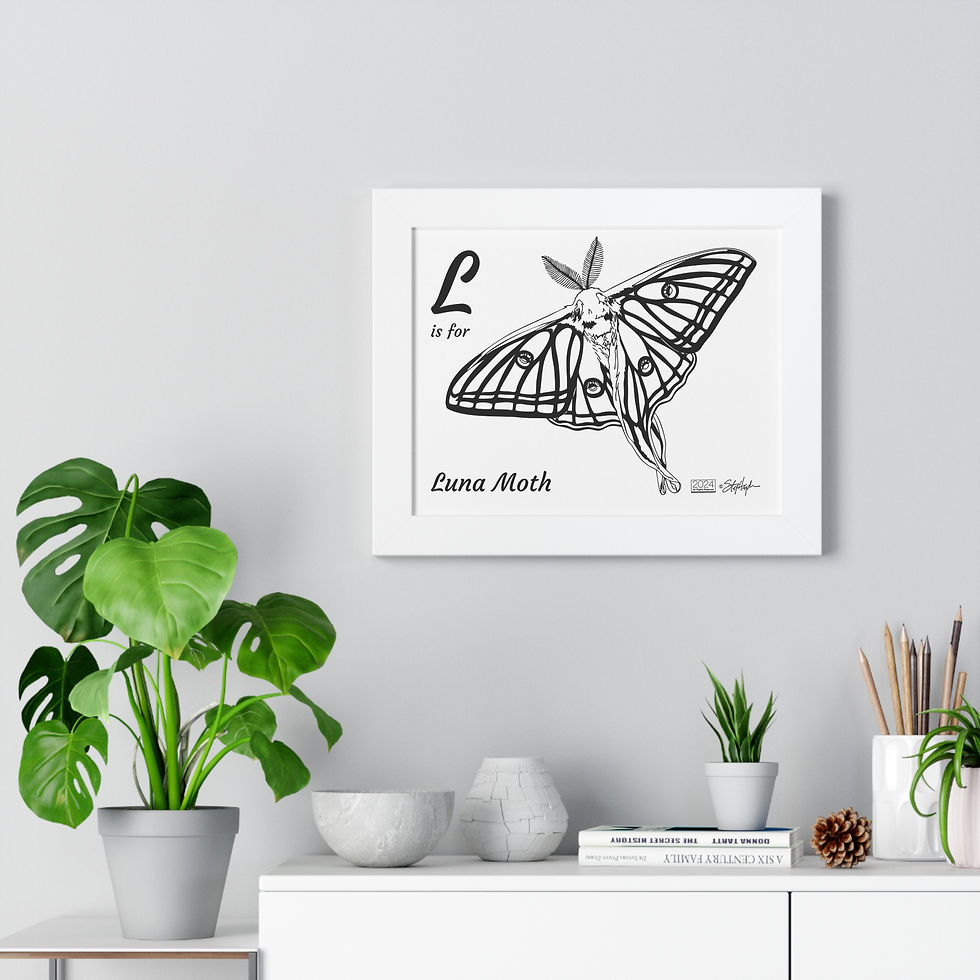 Thumbnail: "L is for Luna Moth" Framed Horizontal Educational Poster
