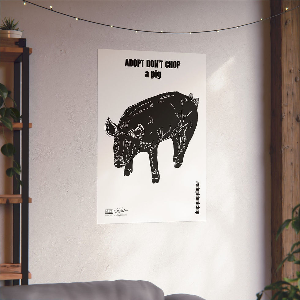 Thumbnail: Adopt Don't Chop a Pig Poster White Mode | Vertical Wall Art for Animal Lovers