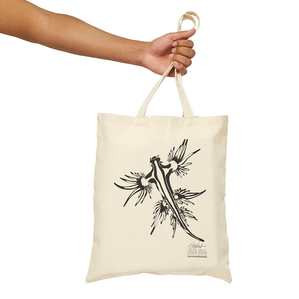 Thumbnail: Blue Dragon Sea Slug Canvas Tote Bag – Hand-Drawn Blue Dragon Sea Slug