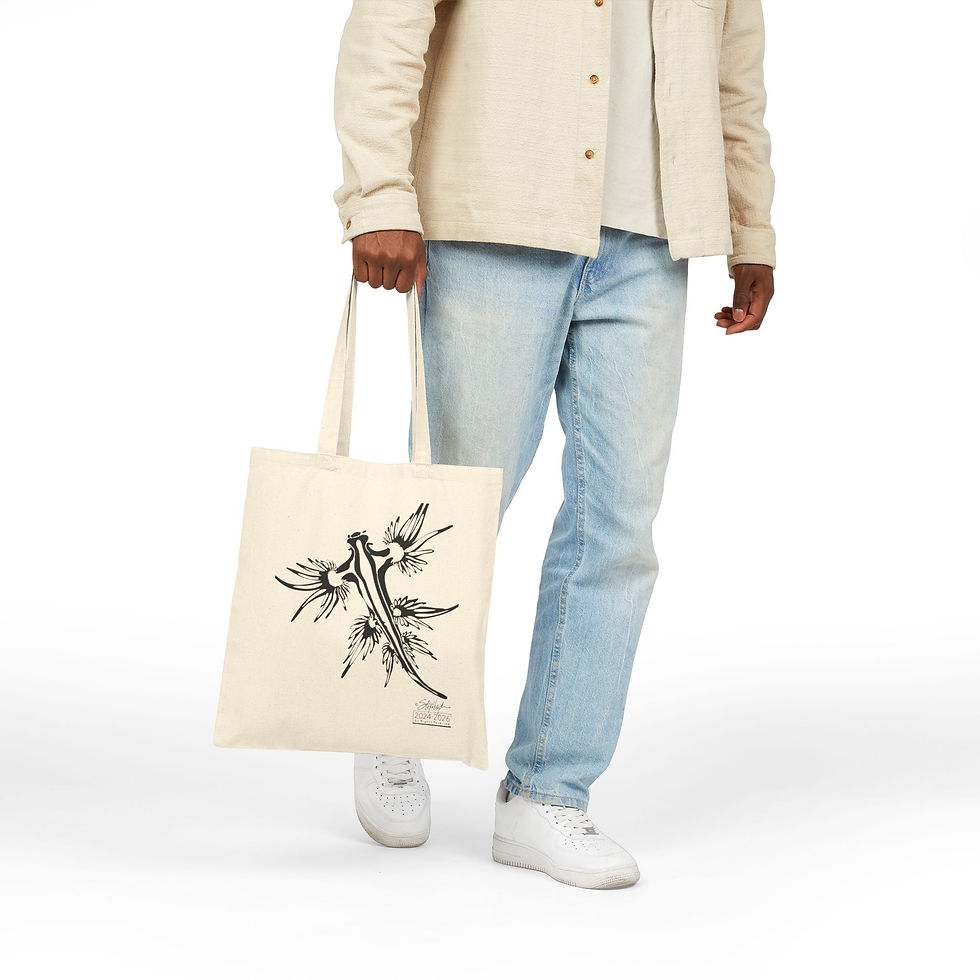 Thumbnail: Blue Dragon Sea Slug Canvas Tote Bag – Hand-Drawn Blue Dragon Sea Slug