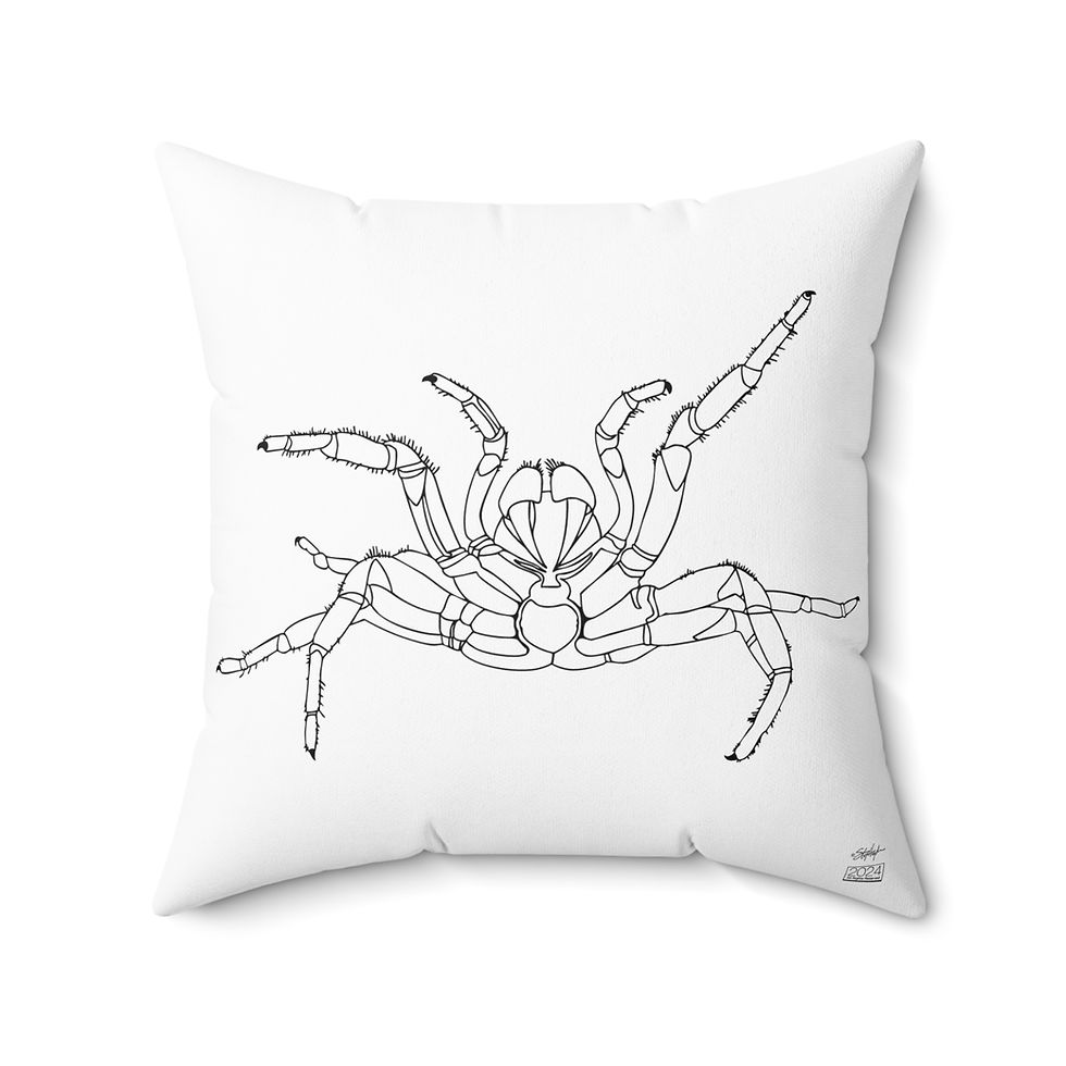 Thumbnail: Funnel-web Spider Faux Suede Square Throw Pillow White Mode & Art Mode