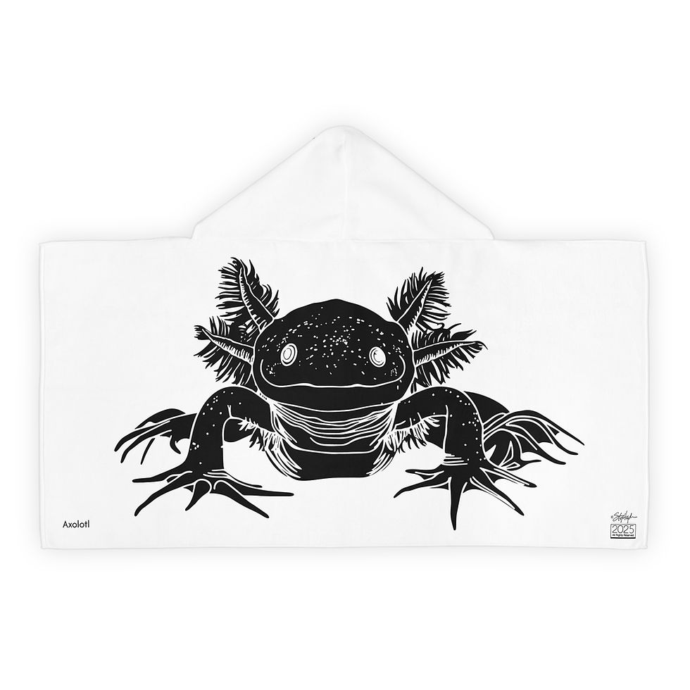 Thumbnail: Axolotl Little Cape Hooded Bath Towel White Mode