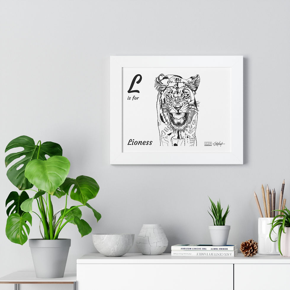 Thumbnail: "L is for Lioness" Framed Horizontal Educational Poster Kids' Room