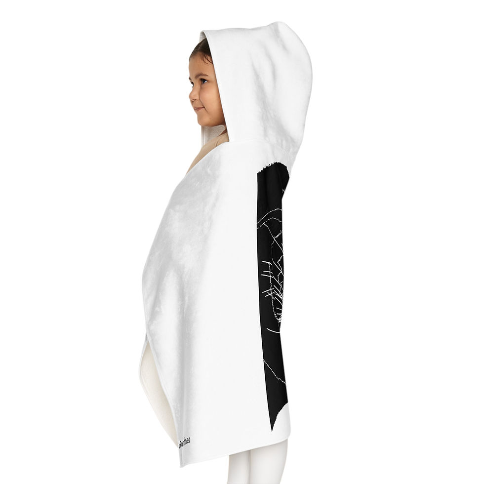Thumbnail: Black Panther Portrait on a Littles Cape Hooded Bath Towel White Mode
