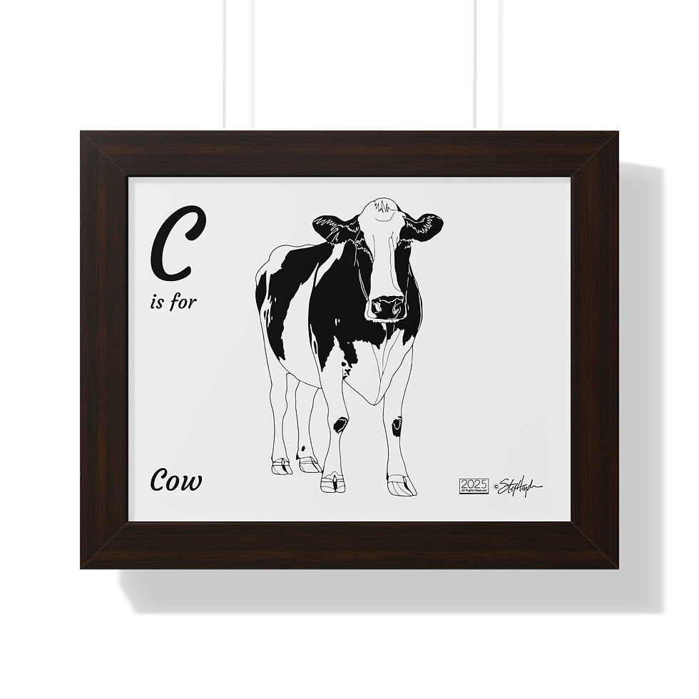 Thumbnail: "C is for Cow" Framed Horizontal Educational Poster
