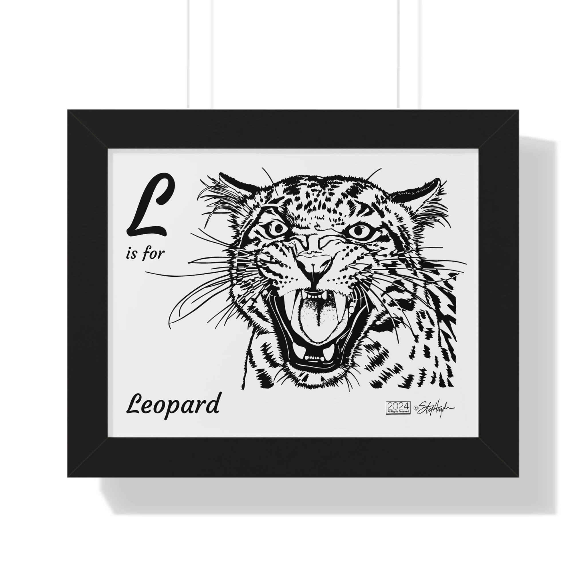 "L is for Leopard" Framed Horizontal Educational Poster Kids' Room
