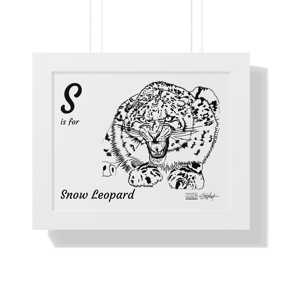 Thumbnail: "S is for Snow Leopard" Framed Horizontal Educational Poster