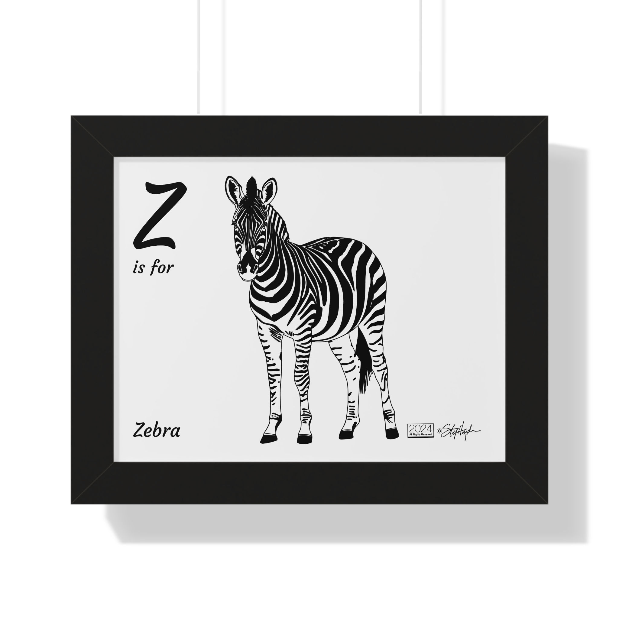 "Z is for Zebra" Framed Horizontal Educational Poster