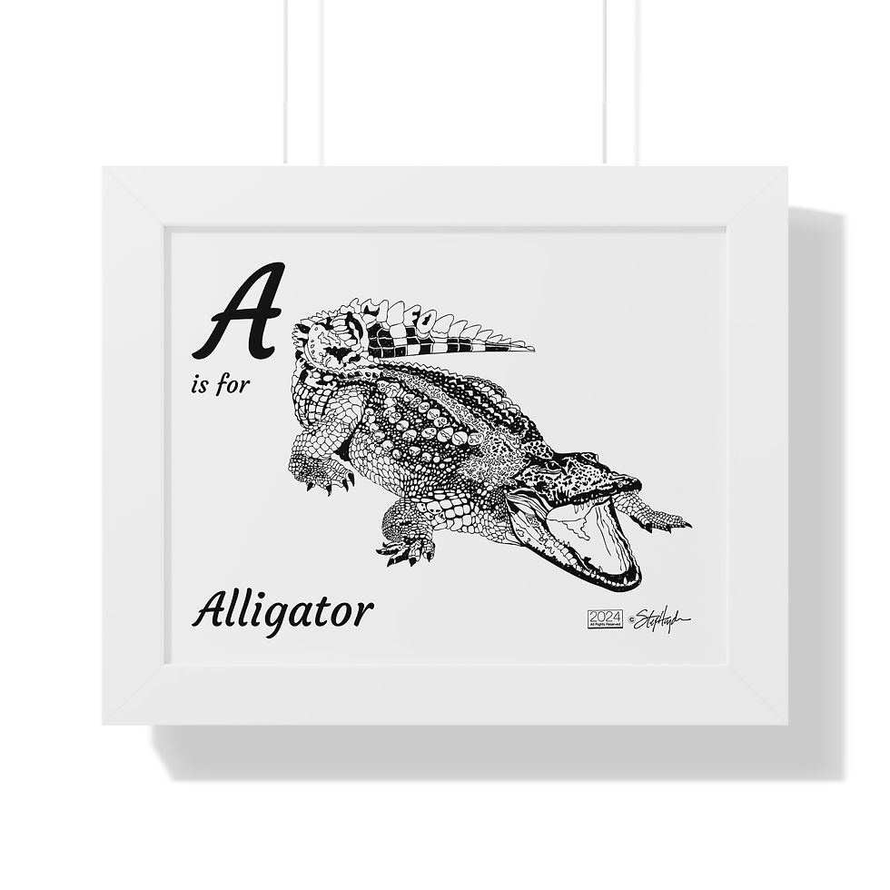 Thumbnail: "A is for Alligator" Framed Horizontal Educational Poster for Kids' Room
