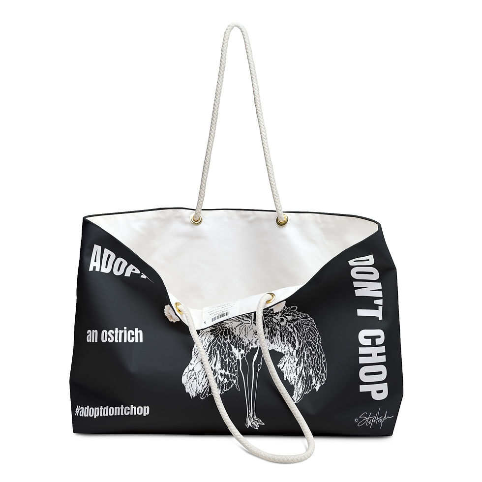 Thumbnail: Adopt Don't Chop an Ostrich Weekender Tote Bag Dark Mode