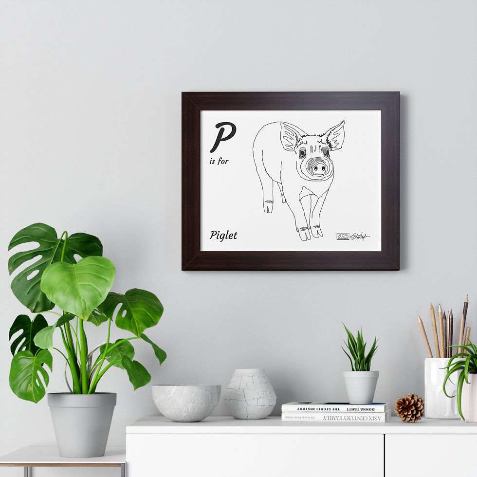 Thumbnail: "P is for Piglet" Framed Horizontal Educational Poster Kids' Room