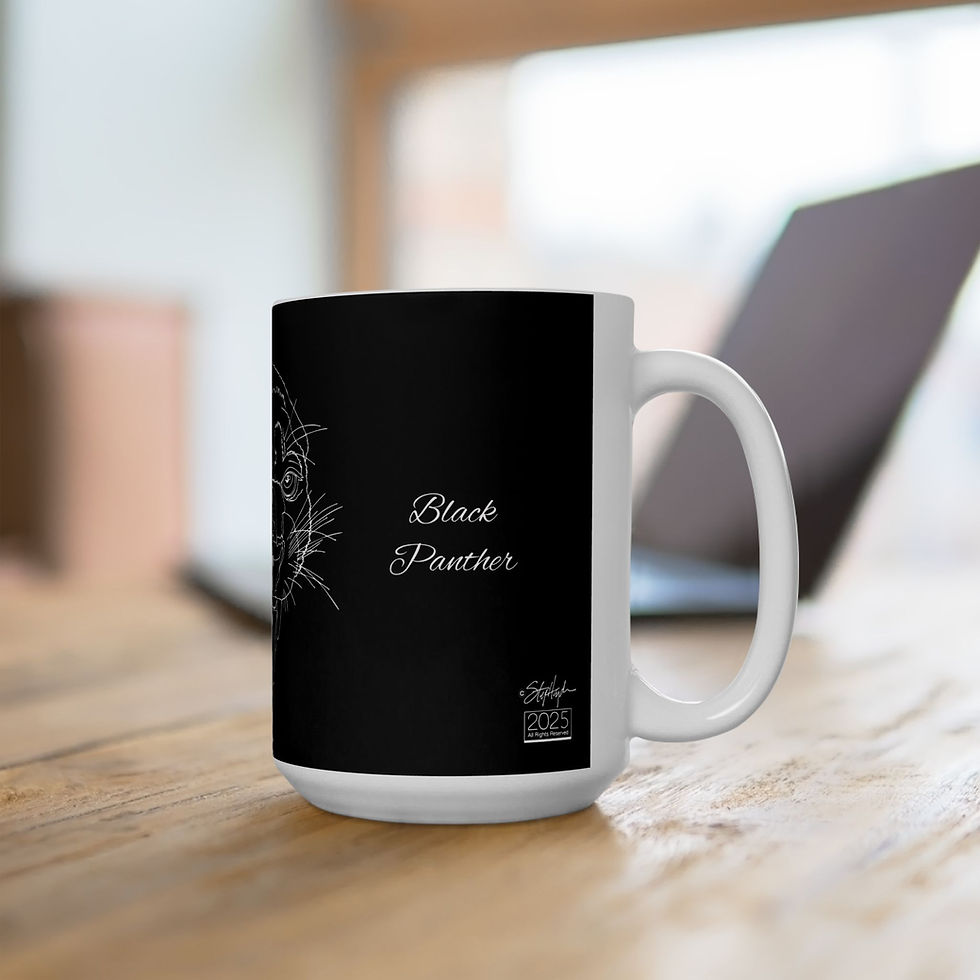 Thumbnail: Black Panther Portrait (Panthera pardus) Ceramic Mug 15 oz Dark Mode