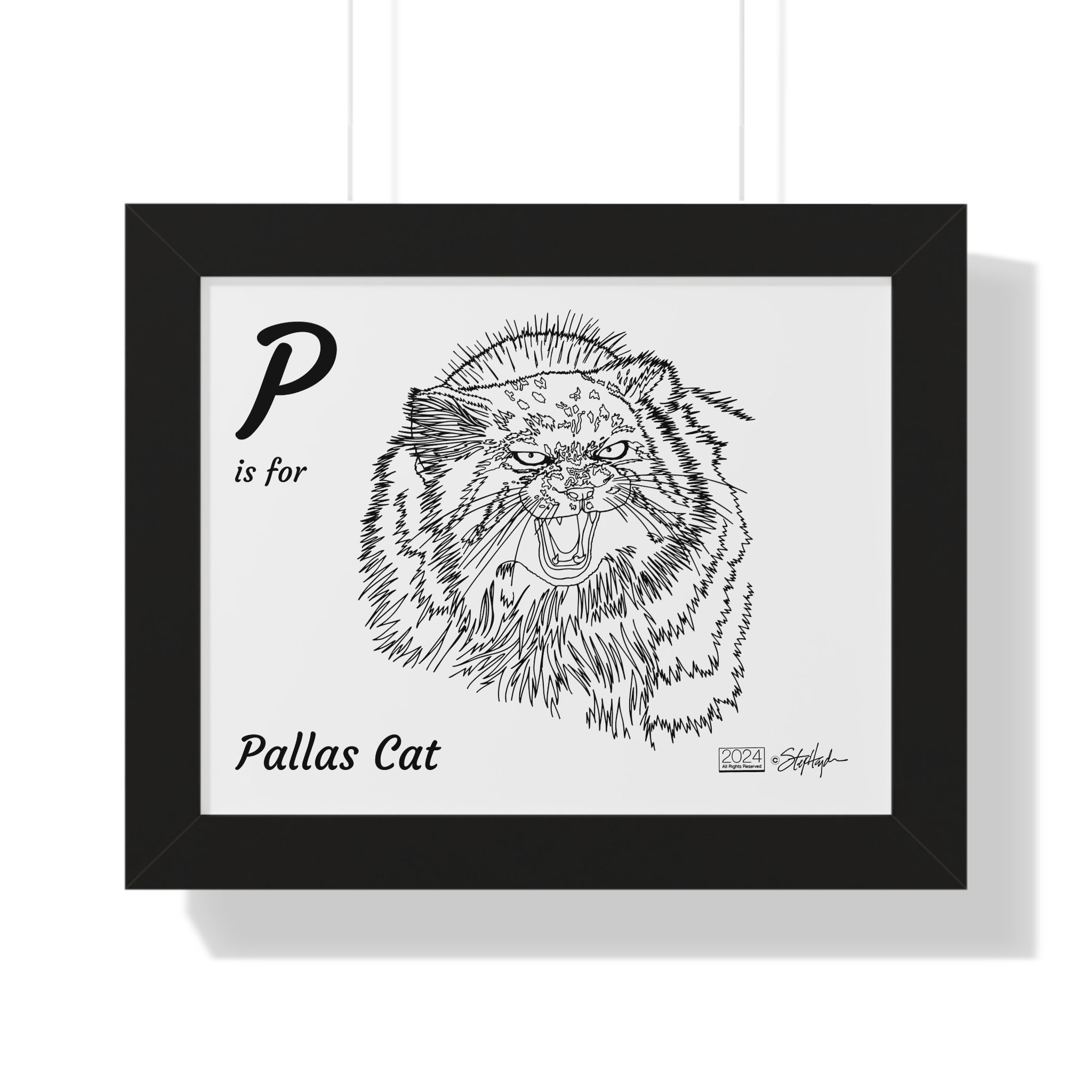 "P is for Pallas Cat" Framed Horizontal Educational Poster