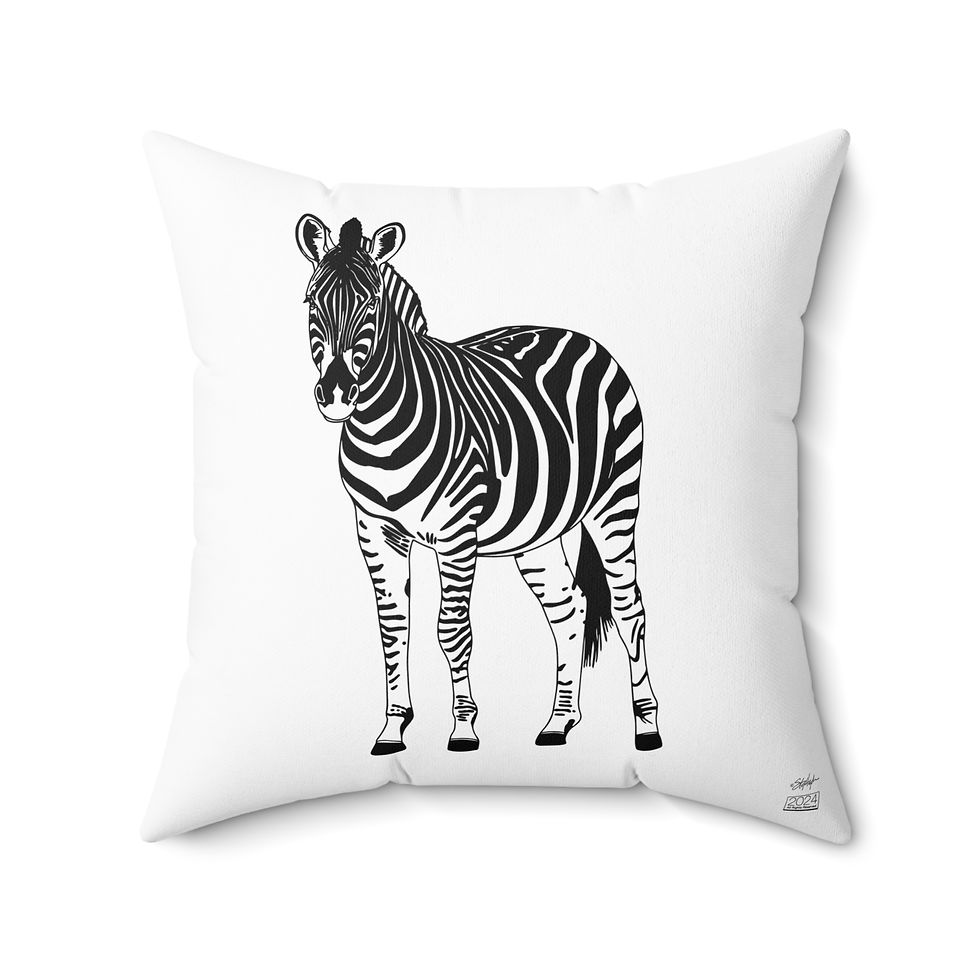 Thumbnail: Zebras Faux Suede Square Throw Pillow White Mode & Art Mode
