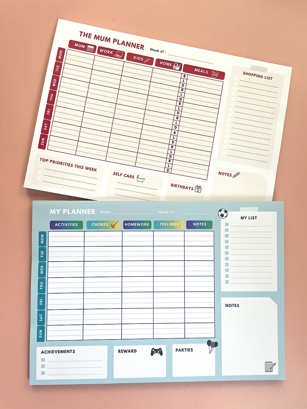Mum & Kids Planner Bundle | Weekly Family Desk Pad Planners (52 Weeks)