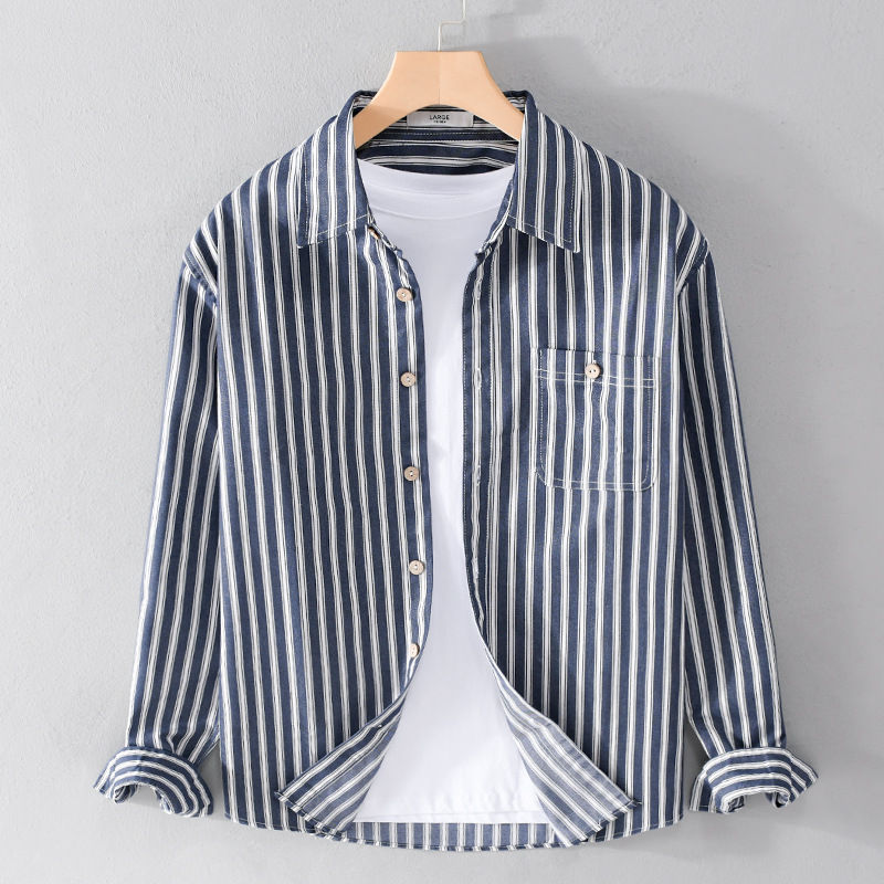 Miniatura: Men's Casual Long Sleeve Cotton Shirt - Fashionable Fit