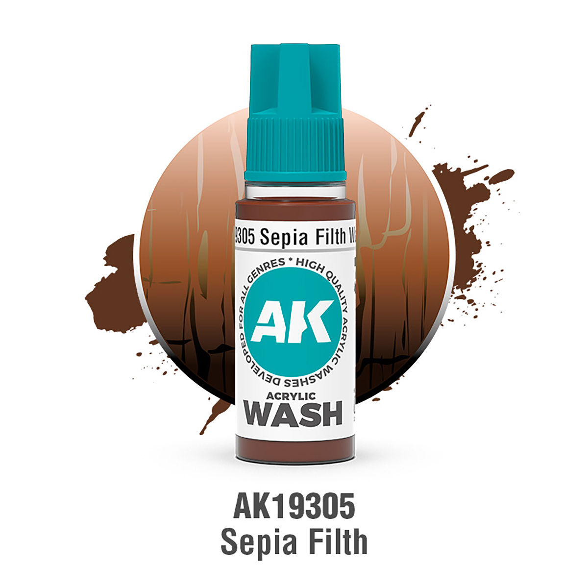 Peinture lavis AK Interactive Sepia Filth Acrylic Wash 18 ml