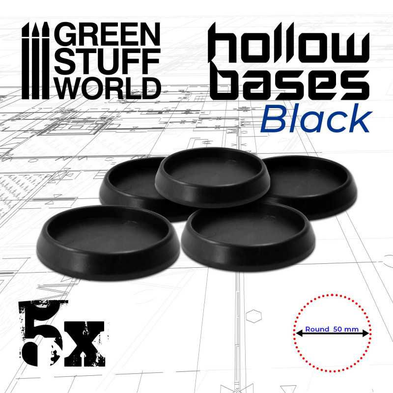 Socles en plastique noir avec CREUX - Rond 50mm
