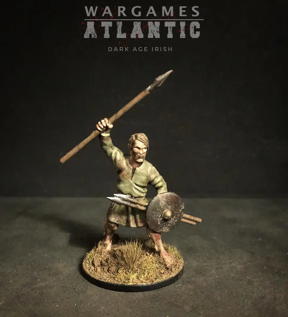 Miniature : Grappe - WARGAME ATLANTIC - Dark Age Irish Warriors (6) & Chiens de guerre (2)