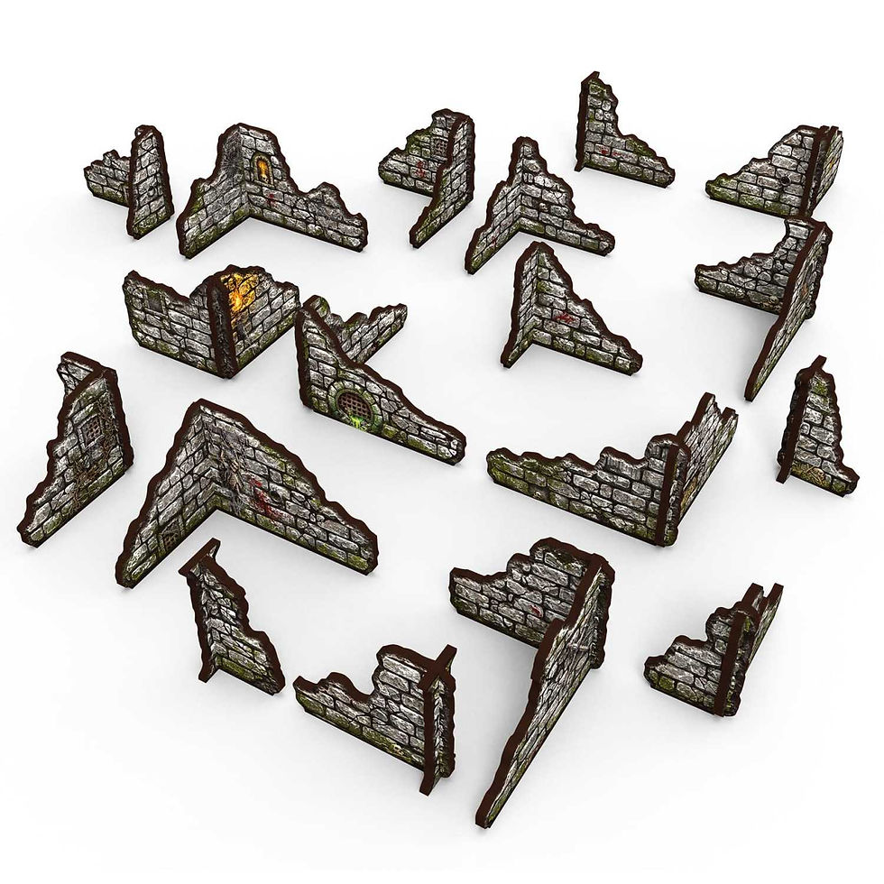 Miniature : Décor Green Stuff World – Murs de donjon en ruines prépeints