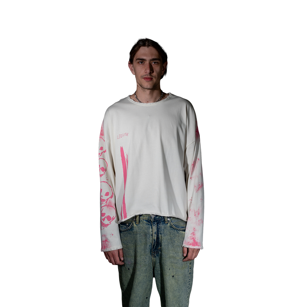 Thumbnail: Life Is Pink Vintage White Long Sleeve