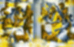 an illustration of the greek gods amongst stone pillars