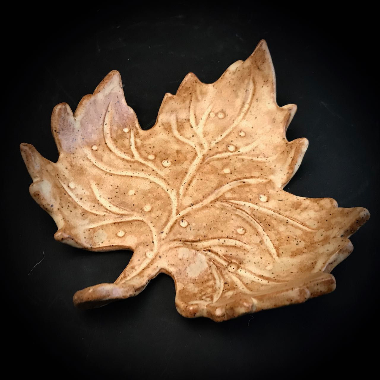 #1768    Hand-crafted Stoneware Leaf